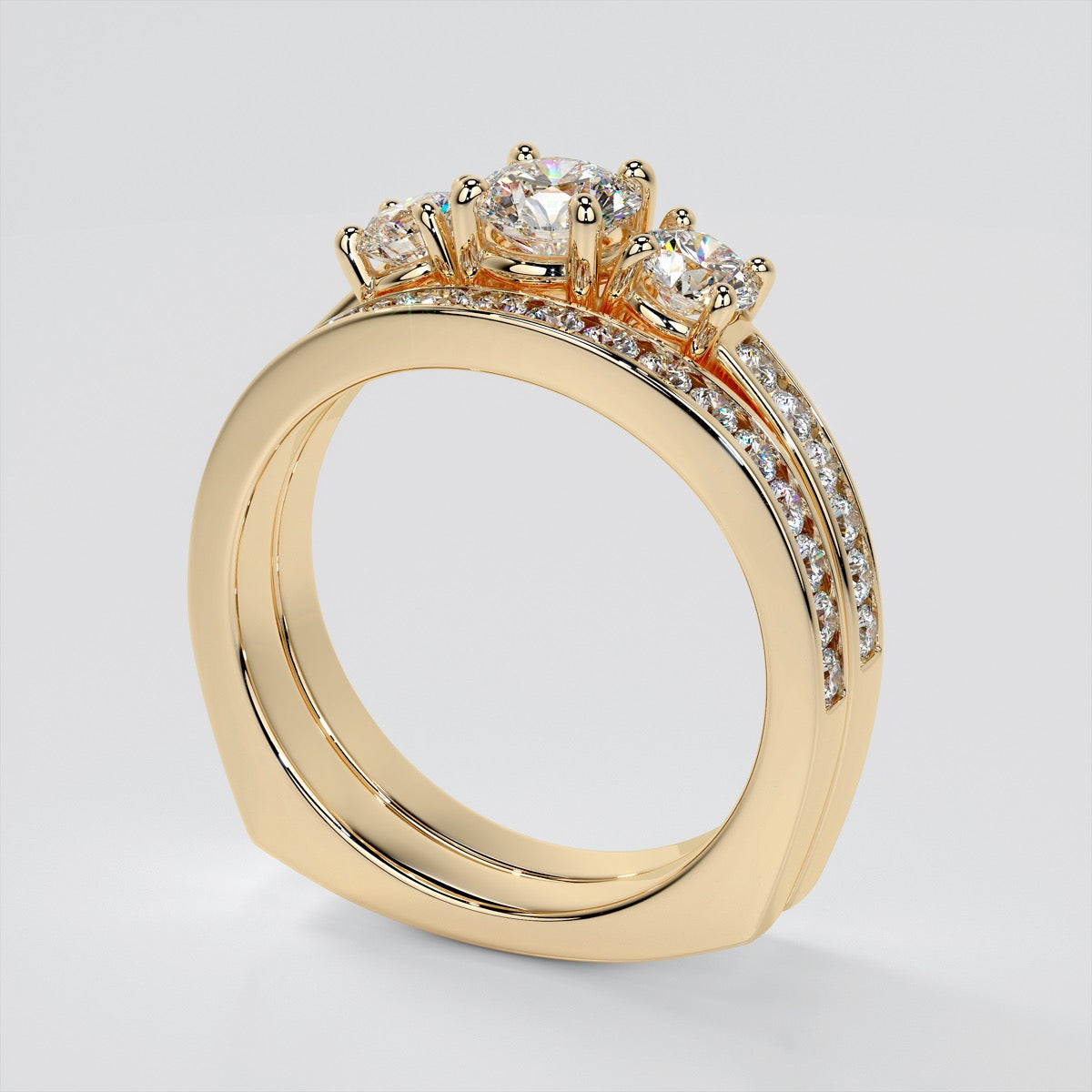 Round Cut Euro Style Engagement Ring With Accents