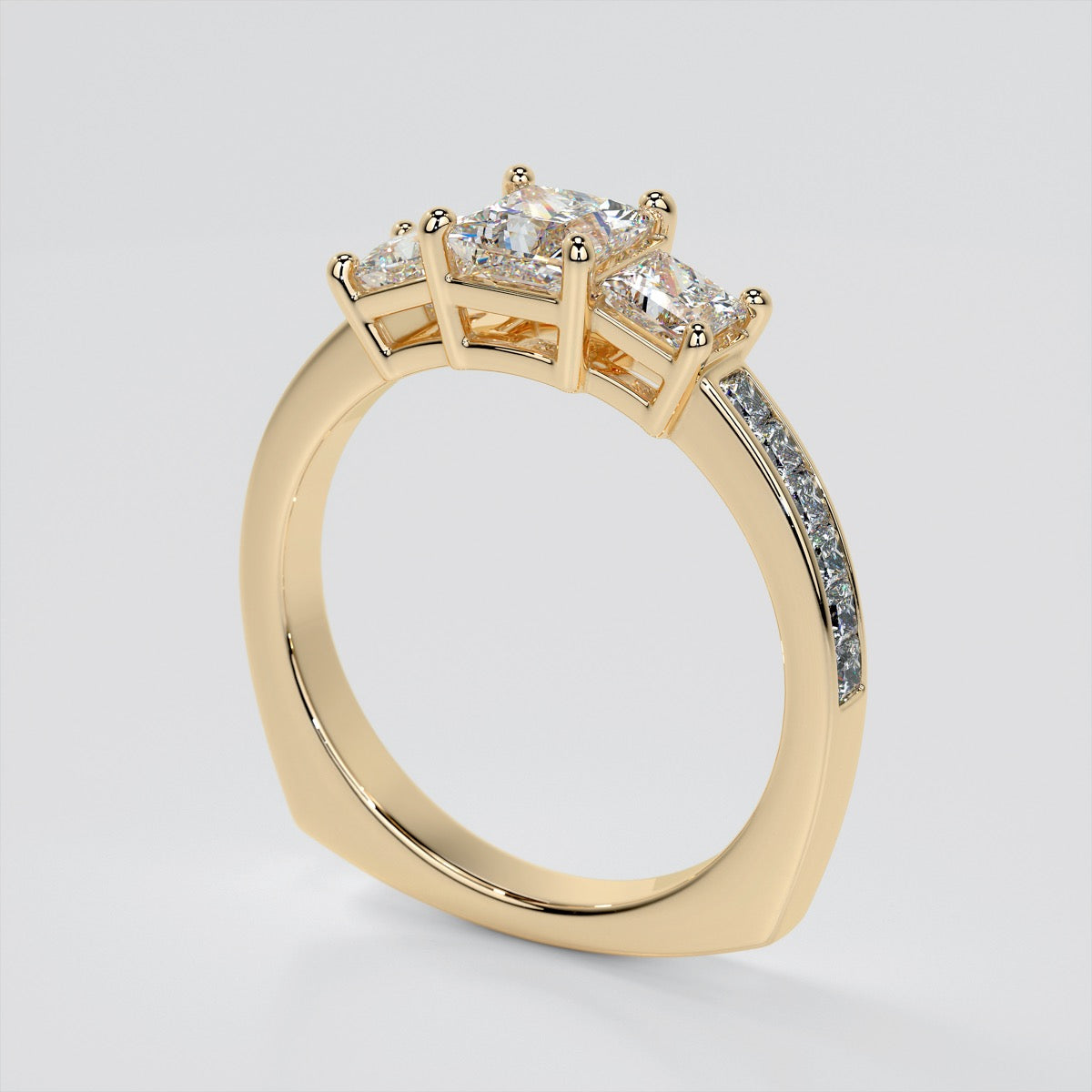 Lab Grown Diamond Princess Cut Euro Style Engagement Ring With Channel Set Accents