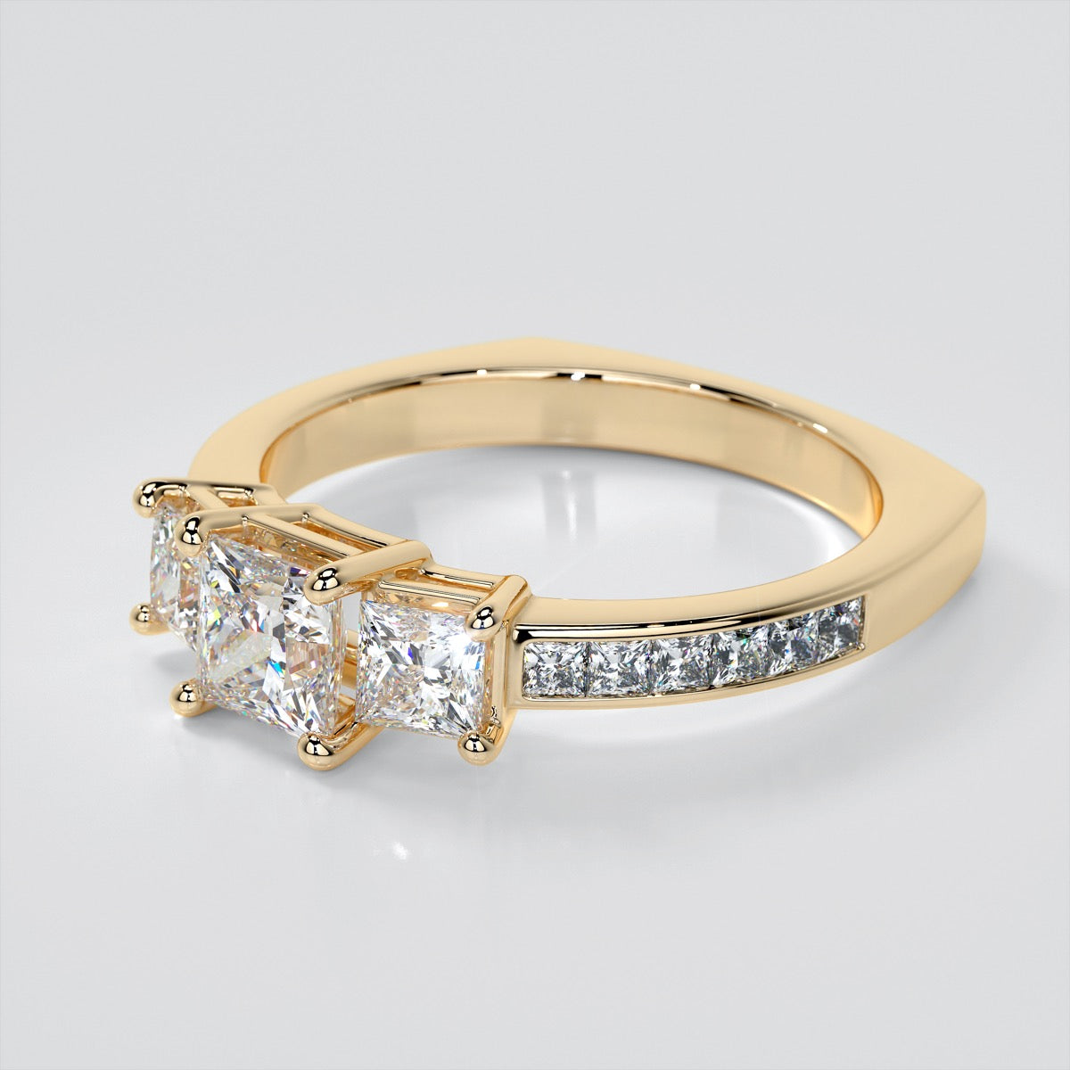 Princess Cut Euro Style Wedding Set With Channel Set Accents