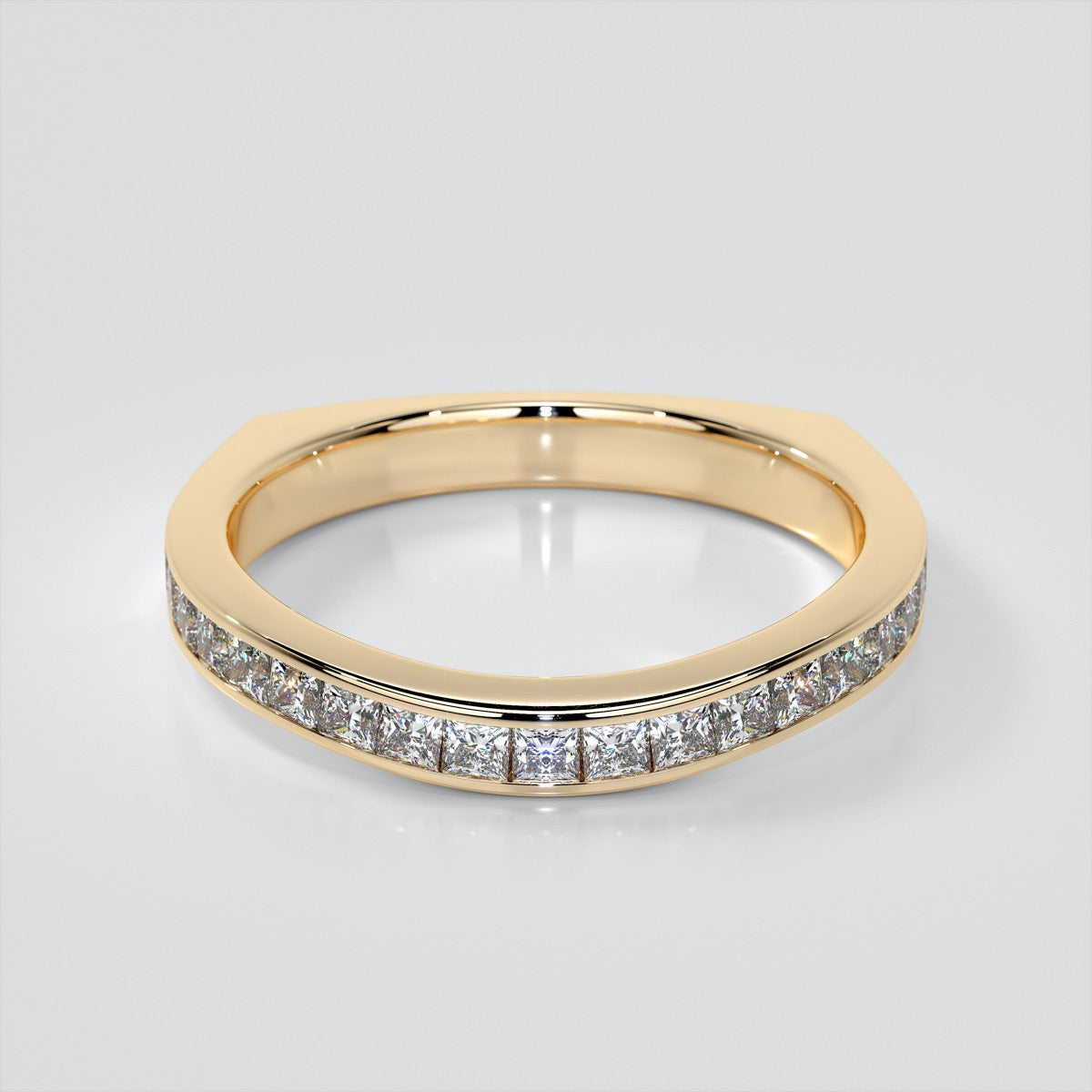 Princess Cut Euro Style Wedding Set With Channel Set Accents