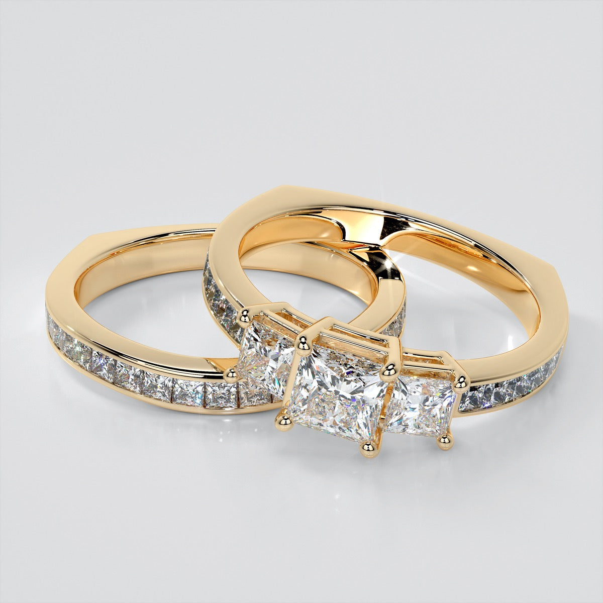 Princess Cut Euro Style Engagement Ring With Channel Set Accents