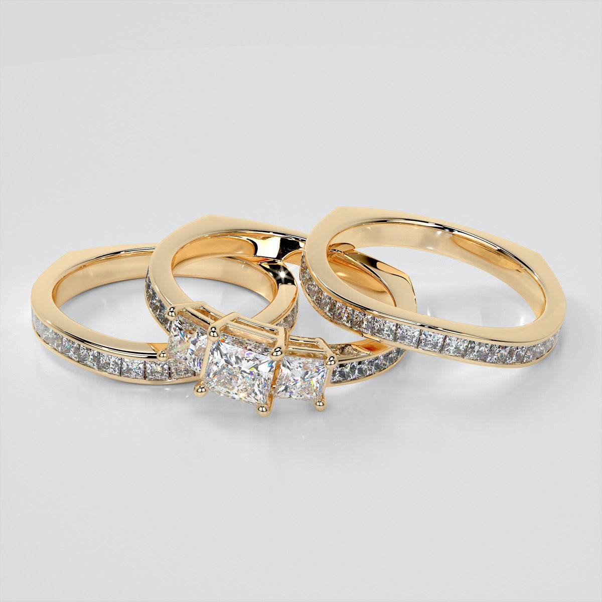 Lab Grown Diamond Princess Cut Euro Style Engagement Ring With Channel Set Accents