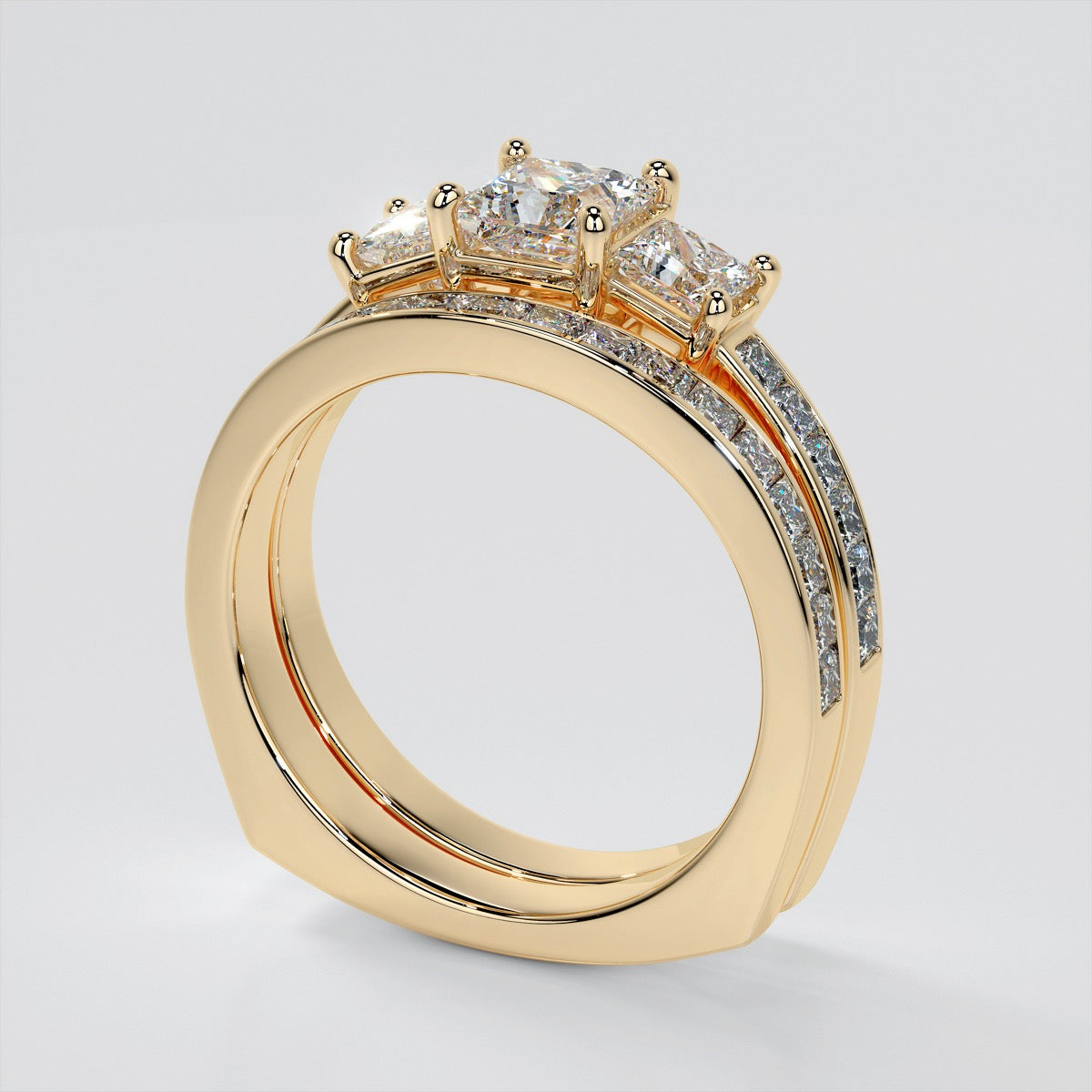 Princess Cut Euro Style Engagement Ring With Channel Set Accents