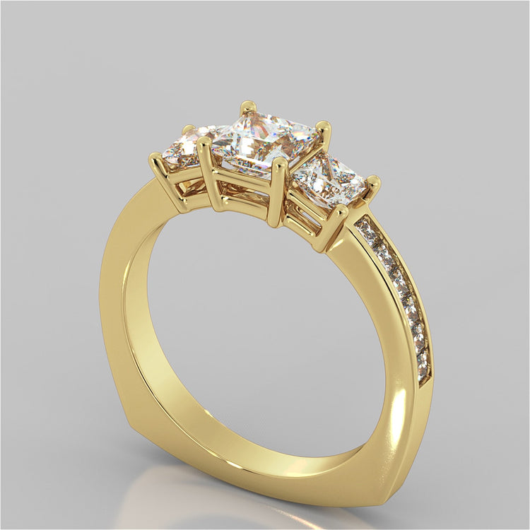 Princess Cut Euro Style Wedding Set With Channel Set Accents