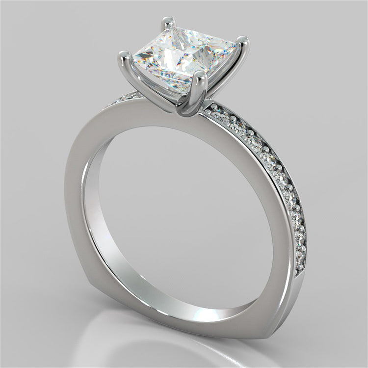 Lab Grown Diamonds Princess Cut Euro Style Engagement Ring With Accents