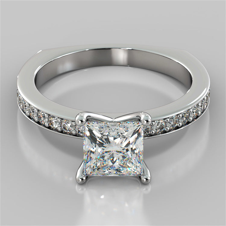 Princess Cut Euro Style Wedding Set With 2 Matching Bands