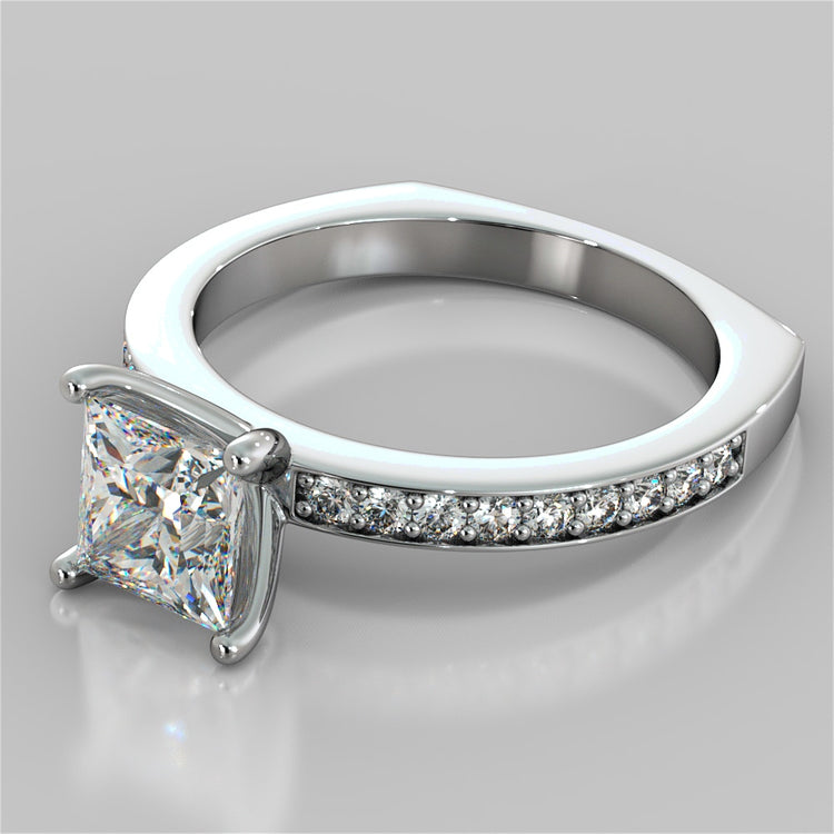 Princess Cut Euro Style Wedding Set With 2 Matching Bands