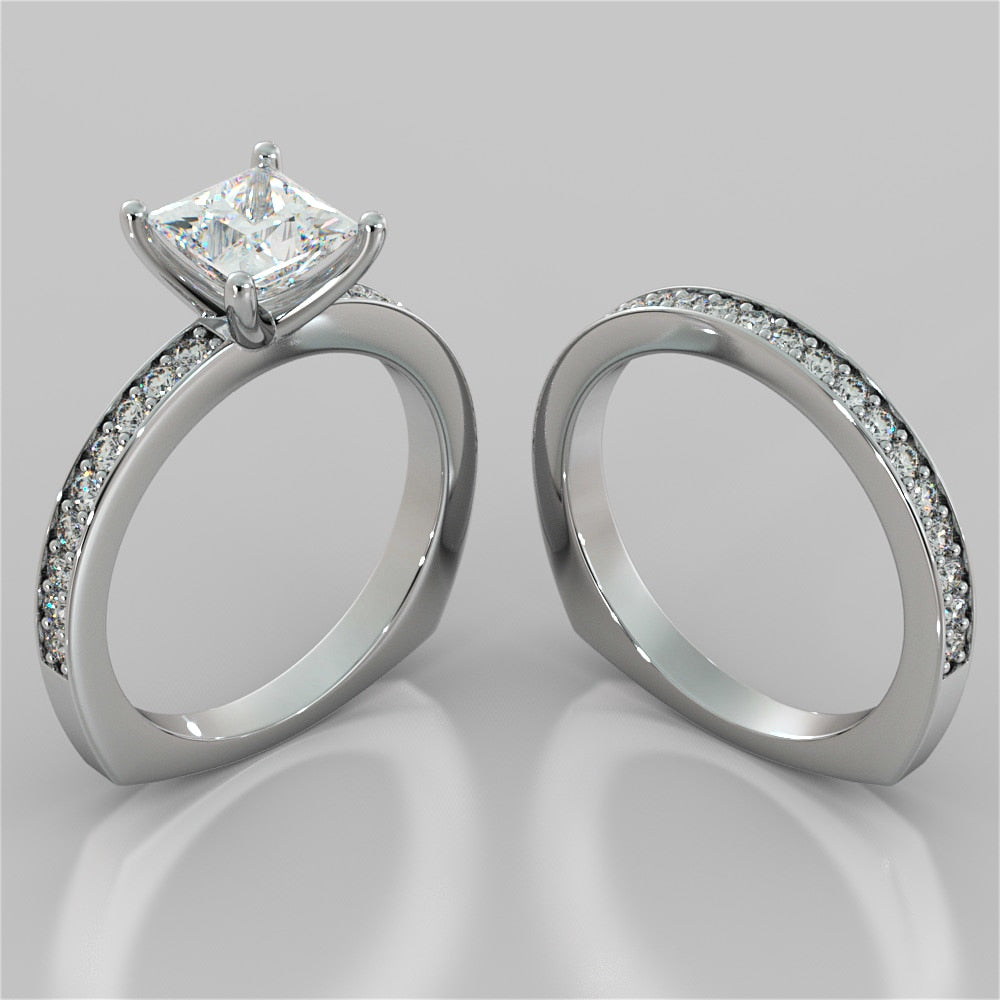 Lab Grown Diamonds Princess Cut Euro Style Engagement Ring With Accents
