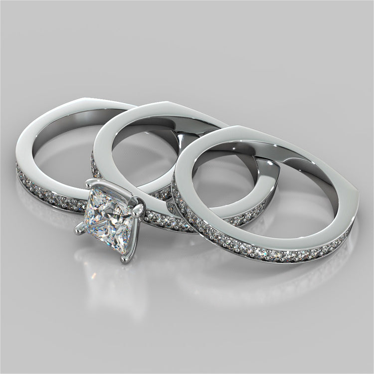 Lab Grown Diamonds Princess Cut Euro Style Engagement Ring With Accents