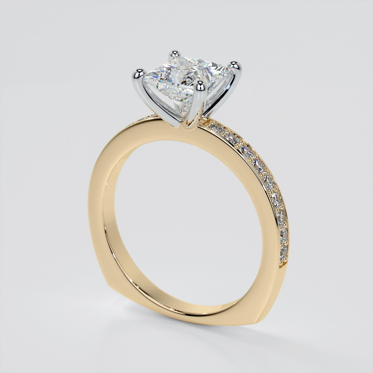 Princess Cut Euro Style Engagement Ring With Accents