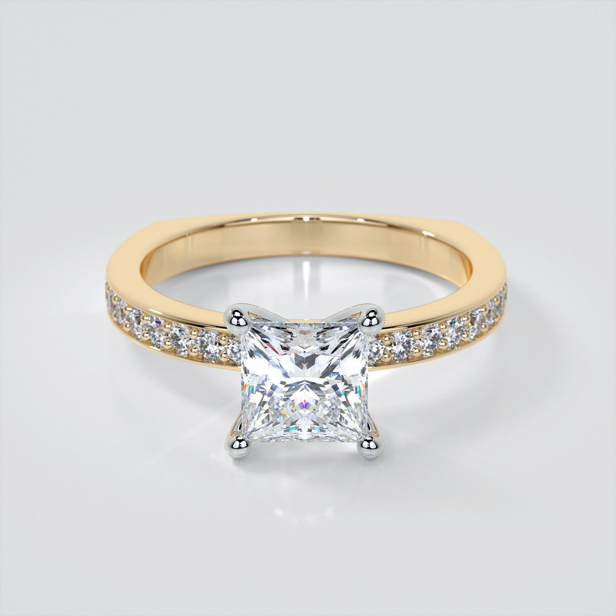 Princess Cut Euro Style Engagement Ring With Accents
