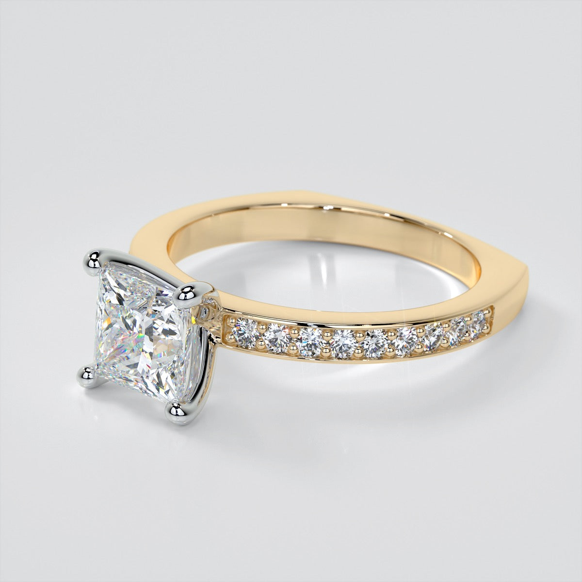 Lab Grown Diamonds Princess Cut Euro Style Engagement Ring With Accents