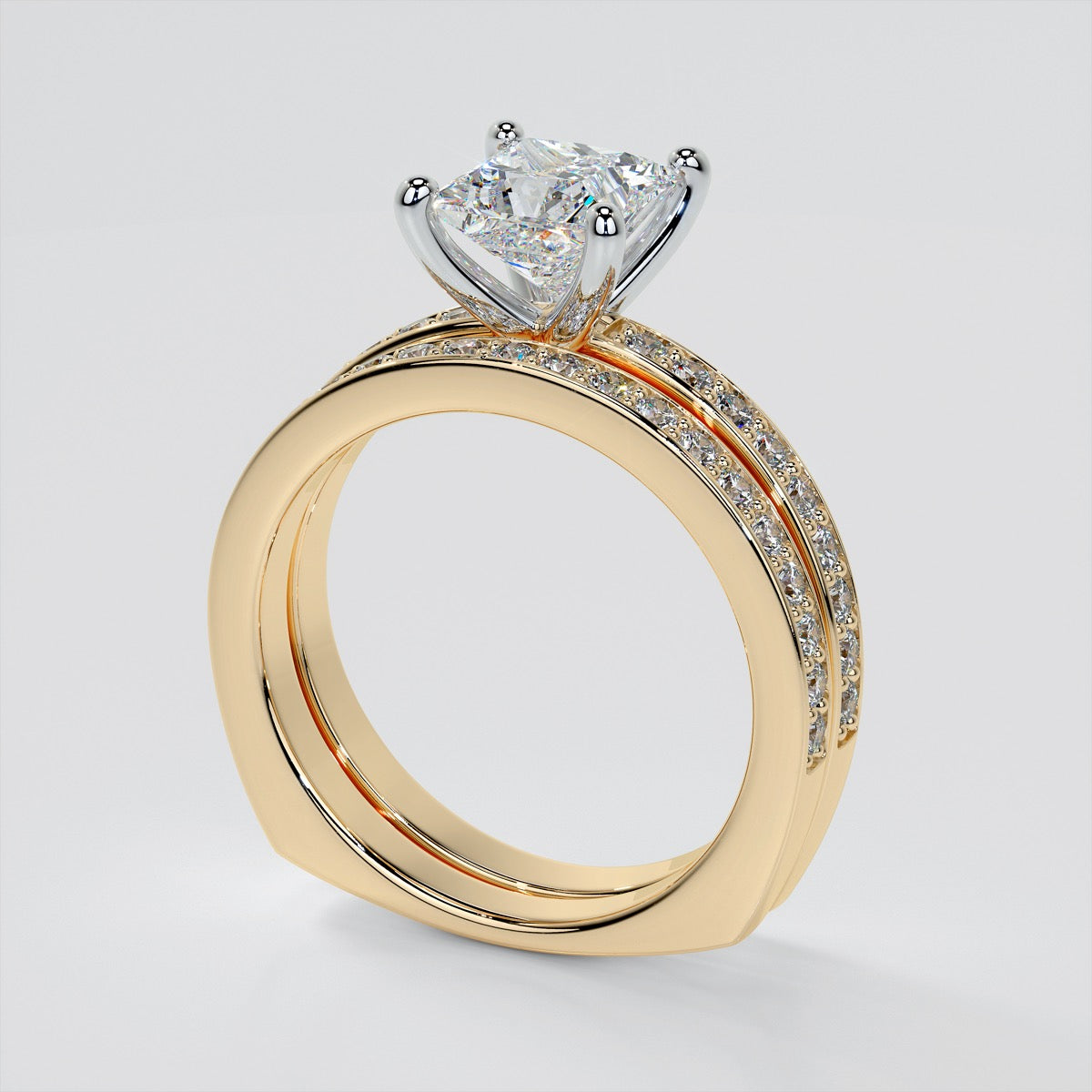 Princess Cut Euro Style Engagement Ring With Accents