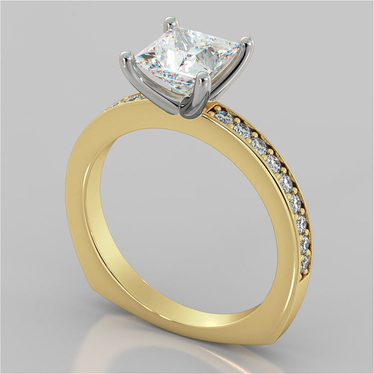 Lab Grown Diamonds Princess Cut Euro Style Engagement Ring With Accents