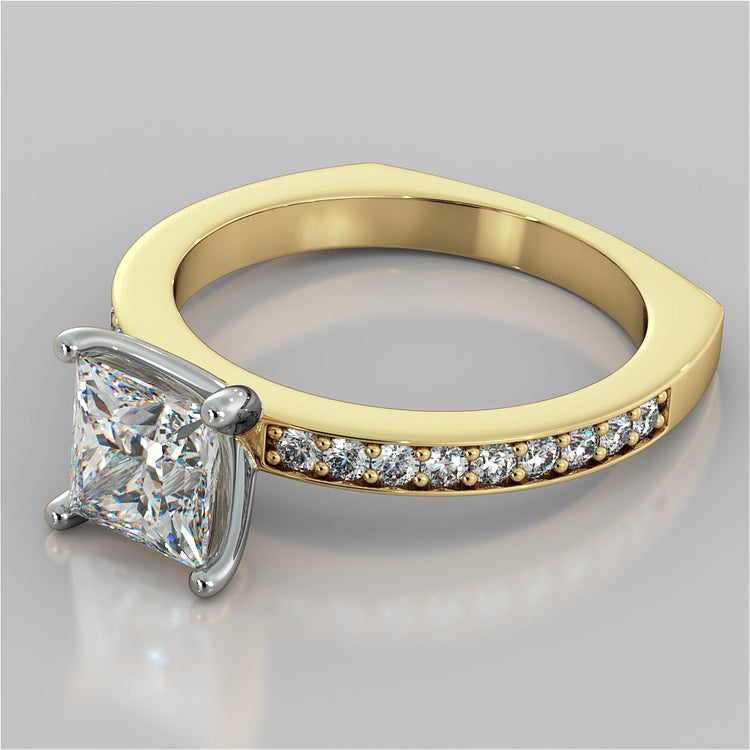 Princess Cut Euro Style Wedding Set With 2 Matching Bands