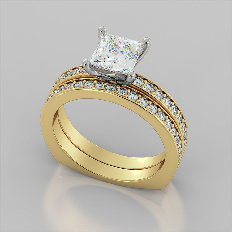 Lab Grown Diamonds Princess Cut Euro Style Engagement Ring With Accents