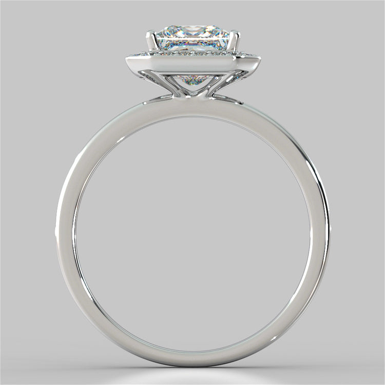 Princess Cut Pavé Style Halo Wedding Set With Accents