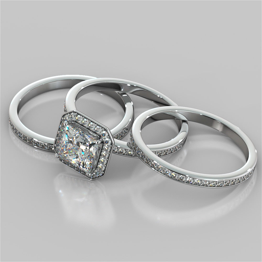 Lab Grown Diamond Princess Cut Pavé Style Halo Engagement Ring