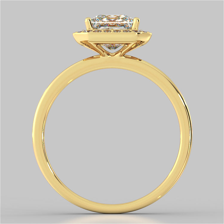 Princess Cut Pavé Style Halo Wedding Set With Accents