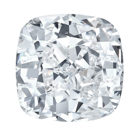 Cushion-shaped diamond on a white background