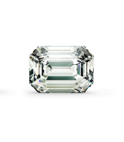 Emerald-cut diamond on a white background