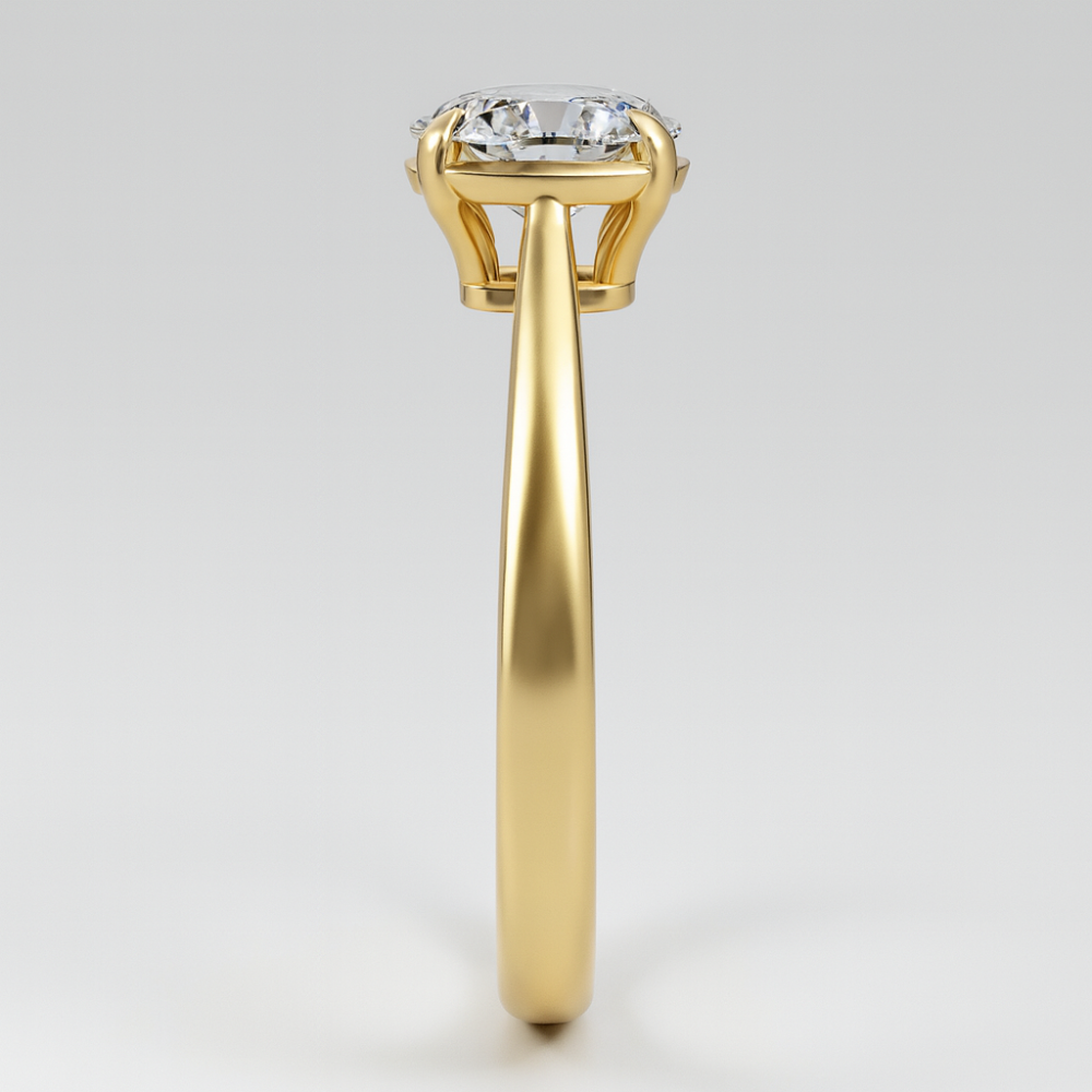 Round Cut Lab Grown Diamond Bezel Set Engagement Ring with Claw Prongs