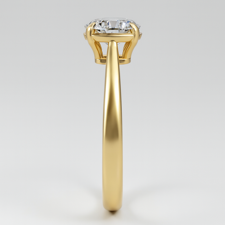 Round Cut Lab Grown Diamond Bezel Set Engagement Ring with Claw Prongs