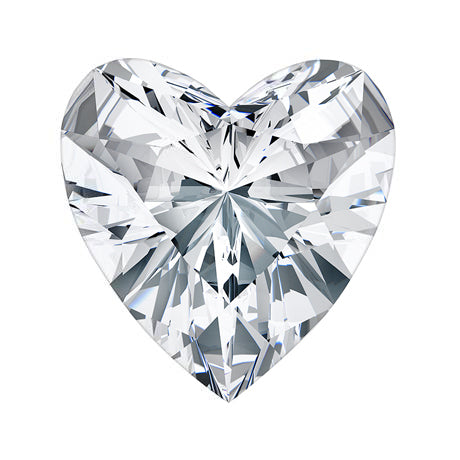 Heart-shaped diamond on a white background