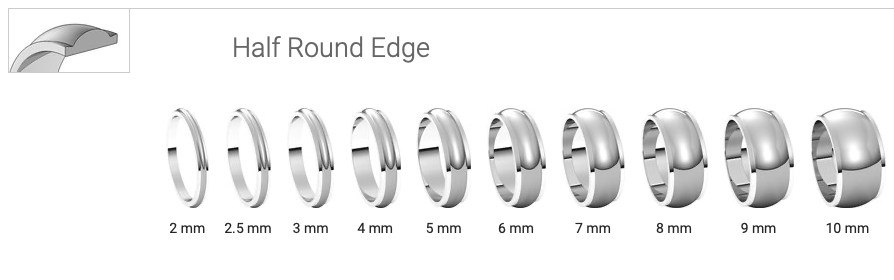 Stepped Edge Standard Fit Half Round Band