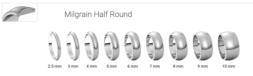 Milgrain Standard Fit Half Round Band