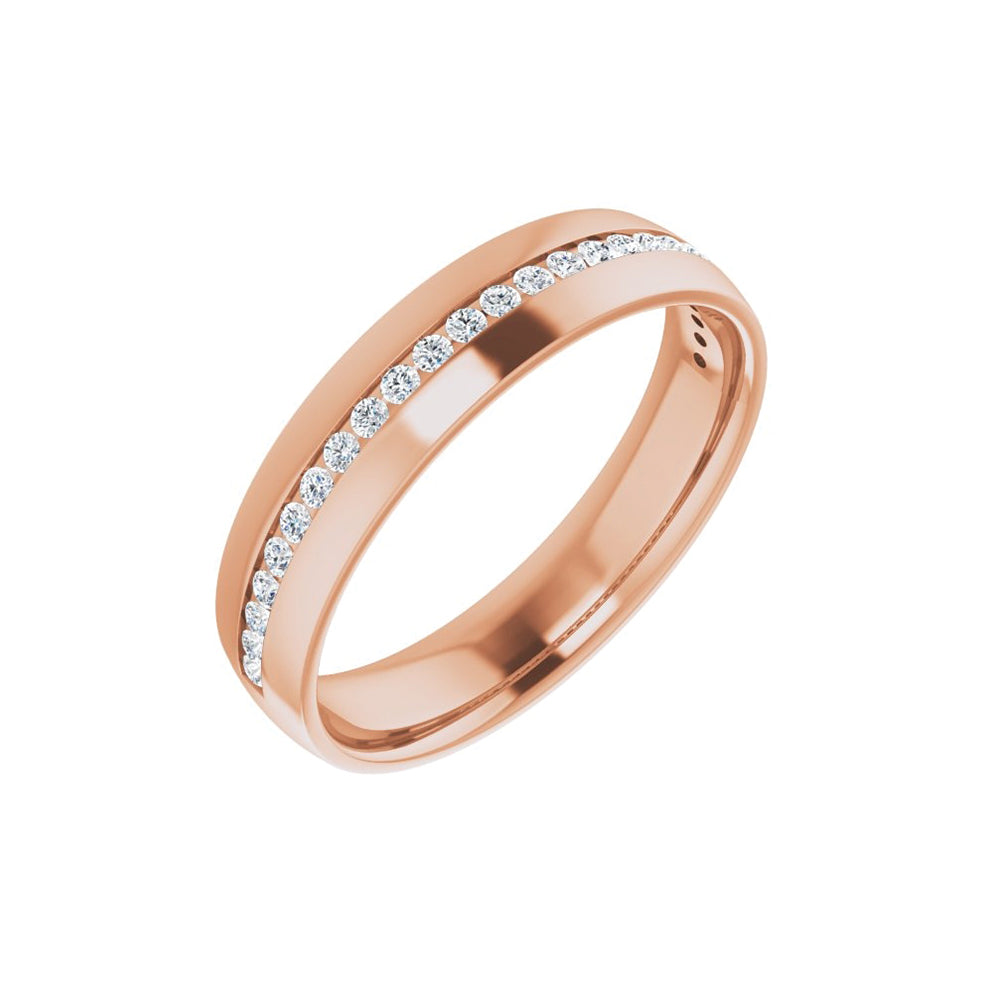 14K Rose or White Gold - 3/8 CTW Lab Grown Diamond Band - 6mm Wide