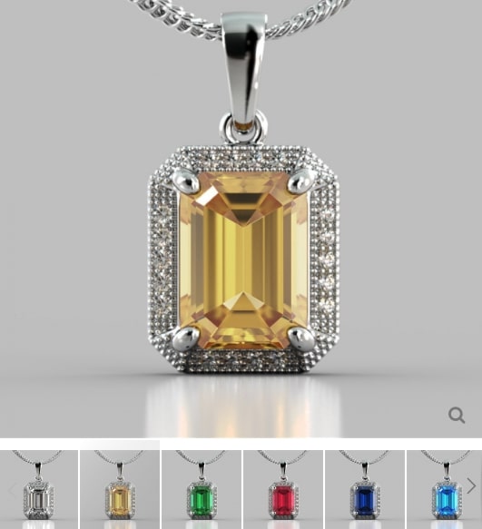 Emerald Cut Halo Pendant