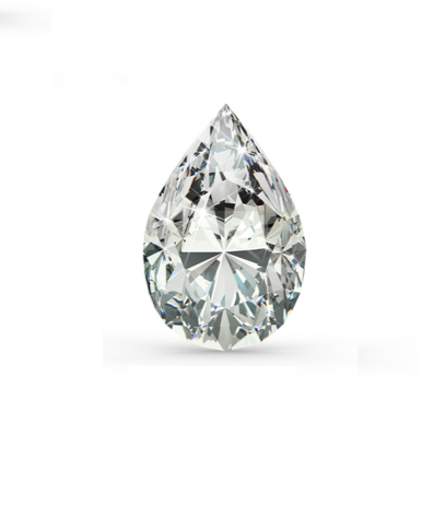 Teardrop-shaped diamond on a white background