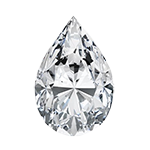 Teardrop-shaped diamond on a white background