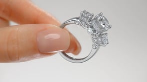 3.16CTW Lab Grown Diamond Round Cut Three Stone Filigree Engagement Ring with Crown Accents