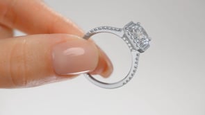 1.5Ct Cushion Cut Lab Grown Diamond Scalloped Halo Engagement Ring
