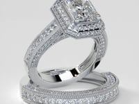 Double Tier Halo Radiant Cut Engagement Ring