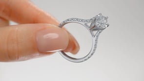 Marquise Cut Cathedral Scallop Style Engagement Ring With Accents