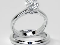 Round Cut Cathedral Wedding Set With Side Accents