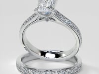 Princess Cut Accented Cathedral Wedding Set