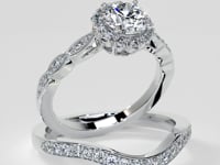 Round Cut Flower Design Wedding Set With Accents