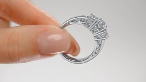Lab Grown Diamond Round Cut Three-Stone Filigree Engagement Ring