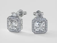 3.38CT Asscher Cut Halo Earrings