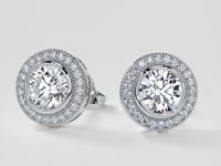 2.24CT Round Cut Halo Earrings