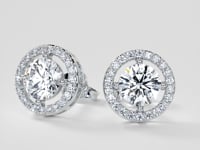 2.44CT Round Cut Halo Earrings