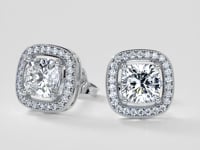 2.76CTW Cushion Cut Beaded Halo Earrings