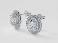 5.8CT Oval Cut Prong Set Double Tier Halo Earrings