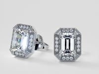 2.14CT Emerald Cut Halo Earrings