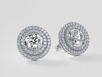 2.52CT Round Cut Double Pave Style Halo Earrings