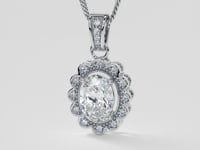 1.65CT Oval Cut Halo Pendant